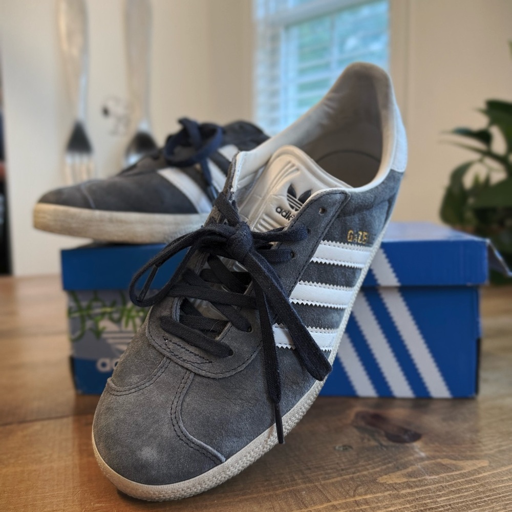 Adidas Gazelle Suede Sneakers in Charcoal and White
